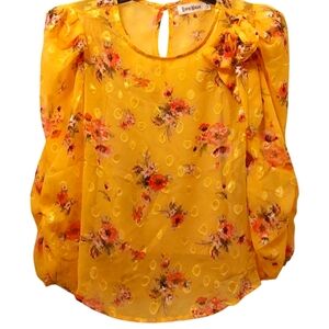 Room Mates Boho Sheer Yellow Floral Top with Camisole M NWT